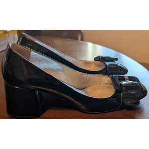 PRADA Patent Leather Block Heel Pump Shoes Size 37